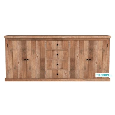 Dressoir-teak-buffet-de-loodsmeubelen-heist-op-den-berg Teak dressoir 220 cm met deuren en lades bij De Loods