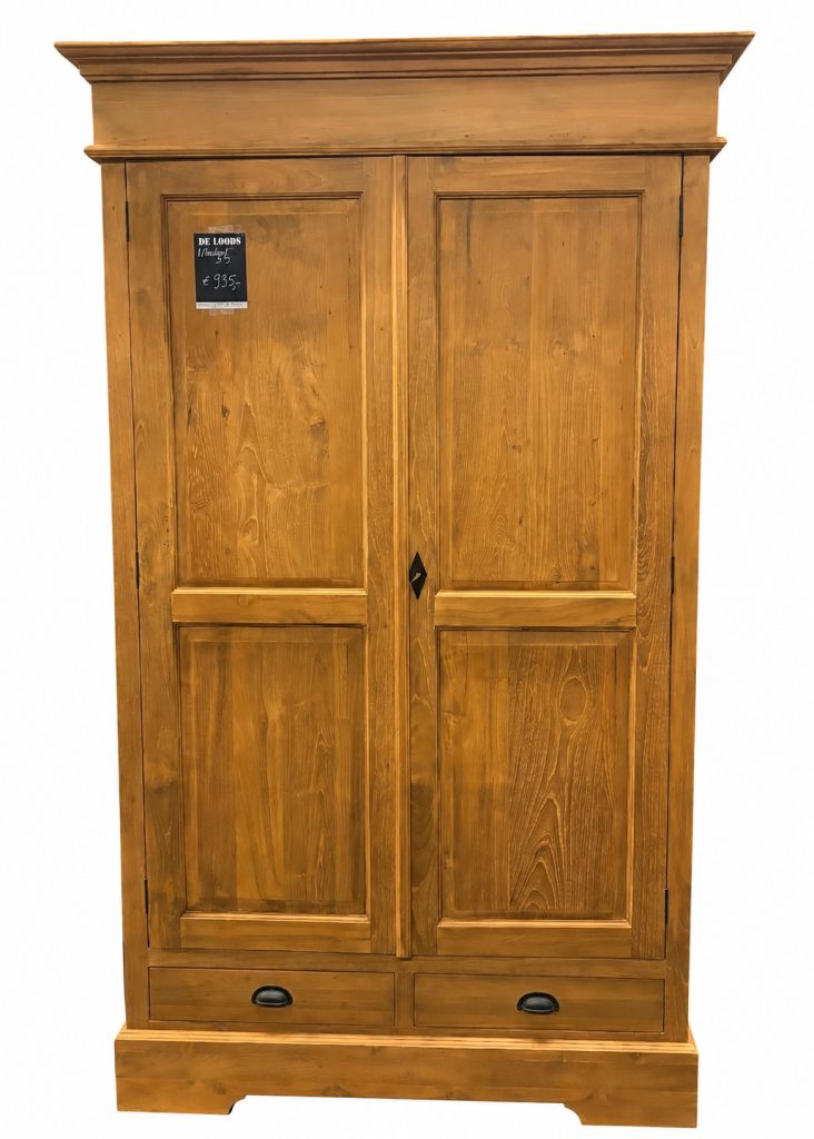 Kleerkast teak met 2 deuren en 2 lade