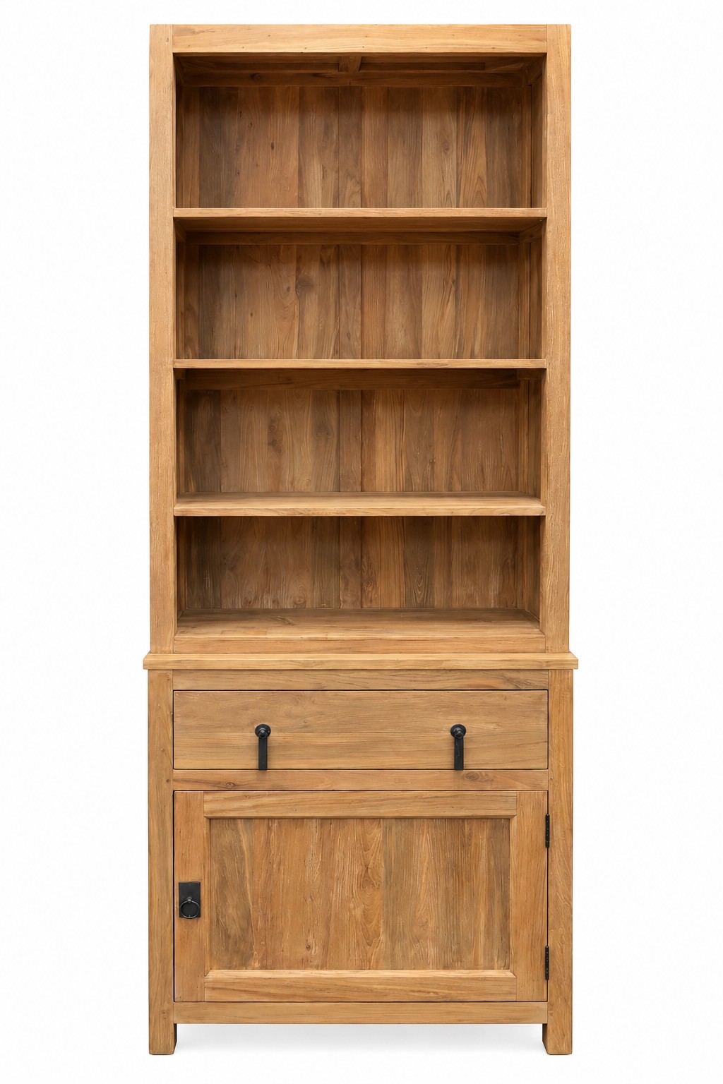 Open kast met lade en deur in teak hout