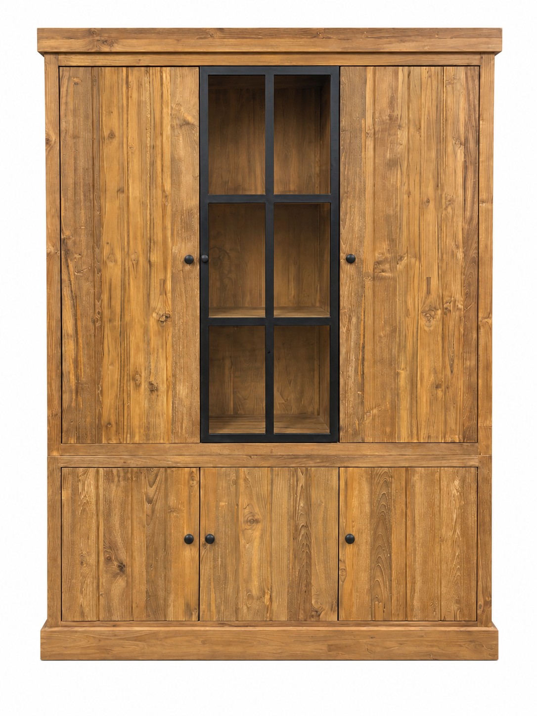 Teak buffetkast met vitrinedeur 160cm