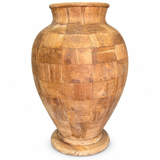 Grote decoratieve teak vaas in mozaïekstijl