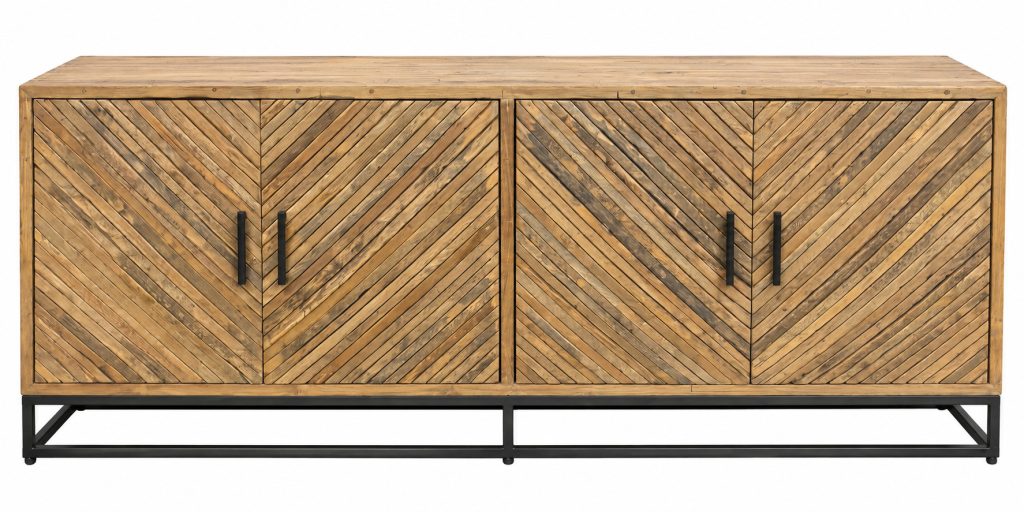 teak dressoir kast met 4 visgraatmotief deuren
