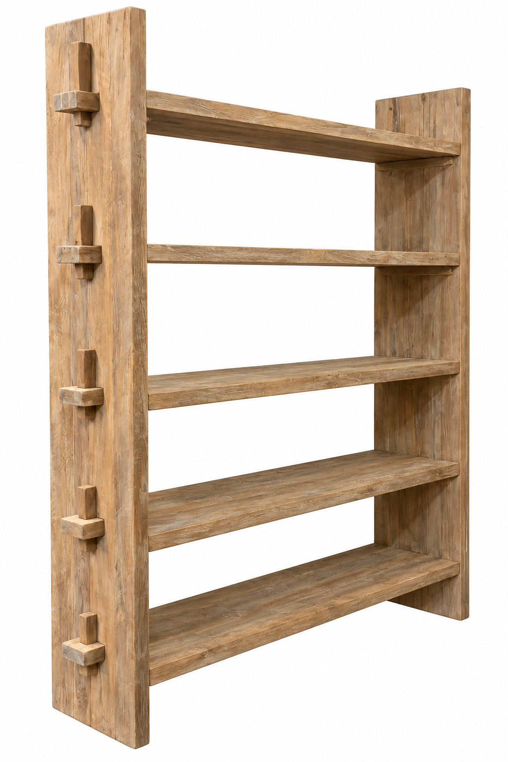 Houten teak rek met open schappen
