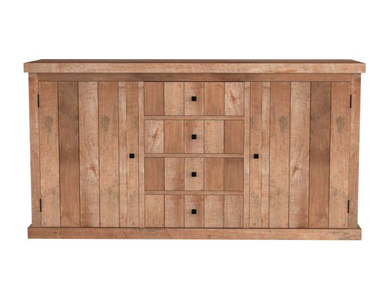 Teak dressoir met twee deuren en 4 lade 180cm